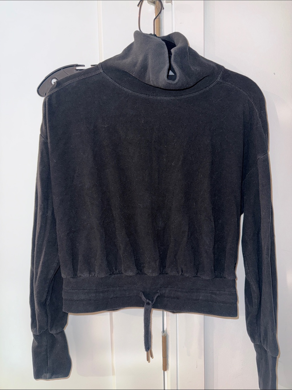 Sweaty Betty Black Funnel Neck Drawcord Sweater